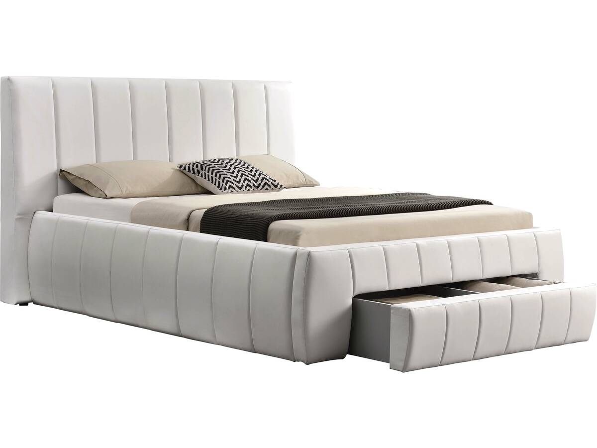 Letto con cassetto "Moreau" - 140 x 190 cm-bianco