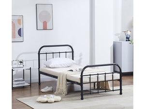 Letto singolo in metallo "HAVIN" - 90 x 190 cm - Nero
