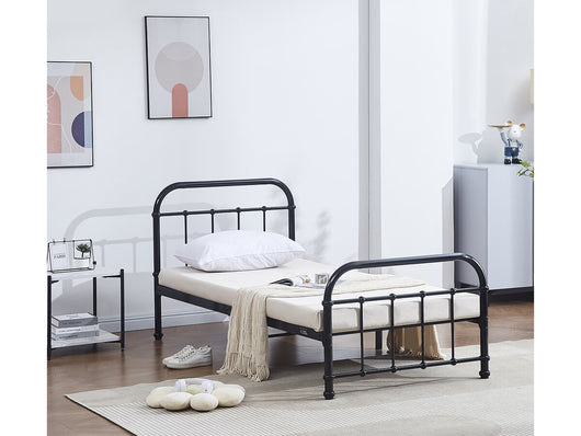 Letto singolo in metallo "HAVIN" - 90 x 190 cm - Nero