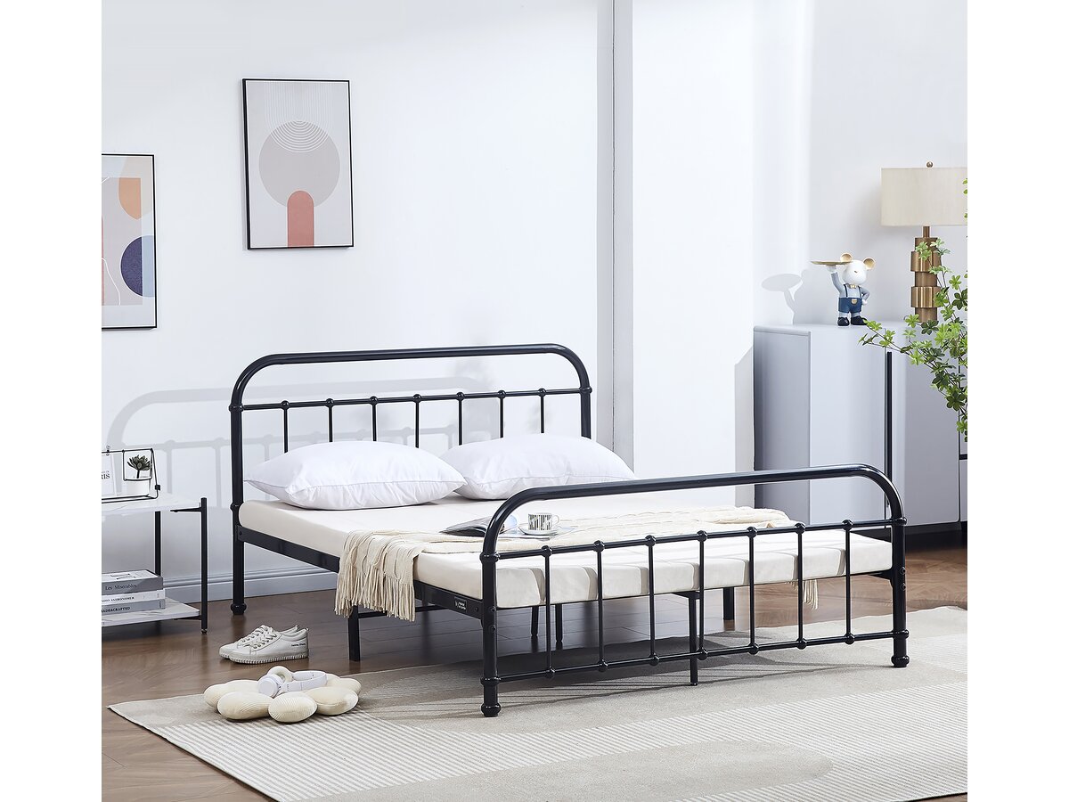 Letto matrimoniale in metallo "HAVIN" - 140 x 190 cm - Nero