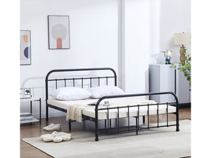 Letto matrimoniale in metallo "HAVIN" - 140 x 190 cm - Nero