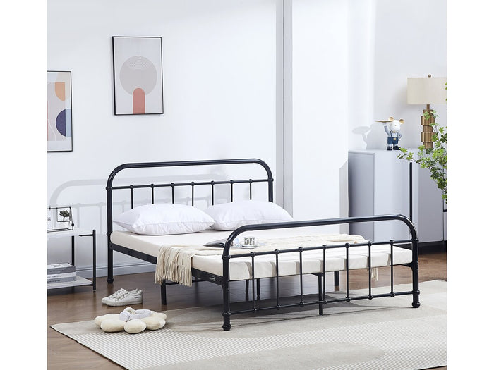 Letto matrimoniale in metallo "HAVIN" - 140 x 190 cm - Nero