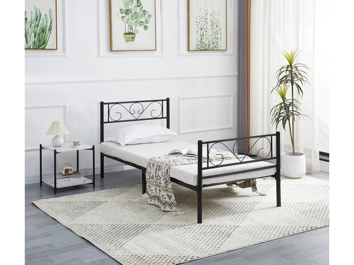 Letto in metallo "Elodie" - 90 x 190 cm - Nero