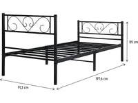 Letto in metallo "Elodie" - 90 x 190 cm - Nero
