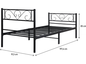 Letto in metallo "Elodie" - 90 x 190 cm - Nero