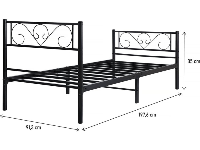 Letto in metallo "Elodie" - 90 x 190 cm - Nero