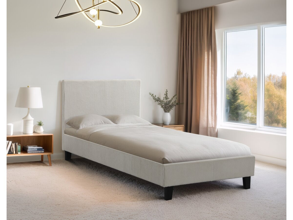 Letto singolo "Ambre" in velluto a coste - 90 x 190 - Beige