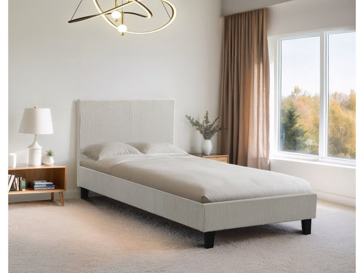 Letto singolo "Ambre" in velluto a coste - 90 x 190 - Beige