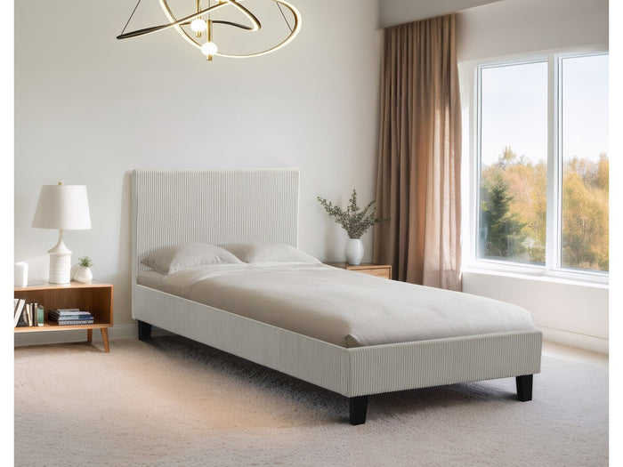 Letto singolo "Ambre" in velluto a coste - 90 x 190 - Beige