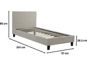 Letto singolo "Ambre" in velluto a coste - 90 x 190 - Beige