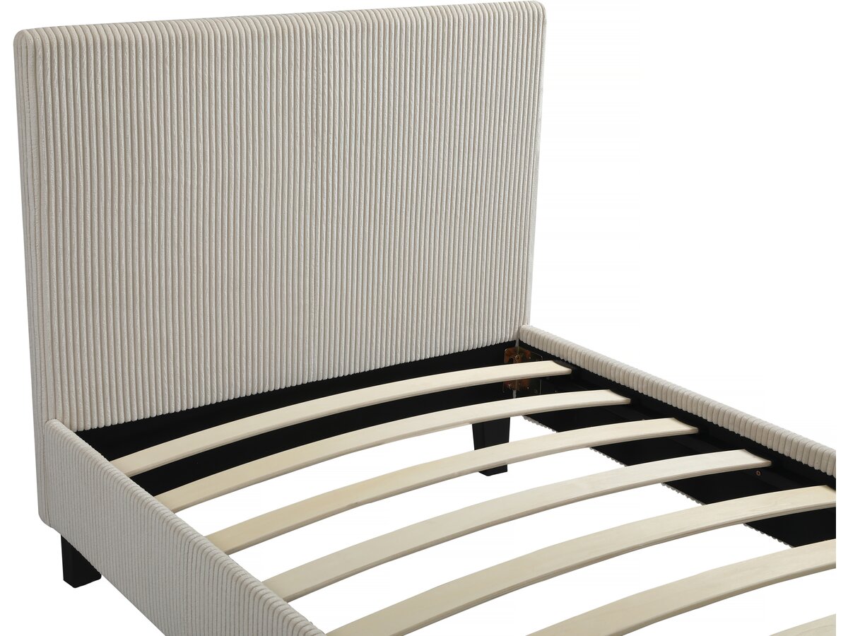 Letto singolo "Ambre" in velluto a coste - 90 x 190 - Beige