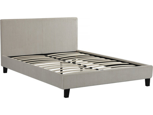 Lit double en velours côtelé "Ambre" - 140 x 190 - Beige