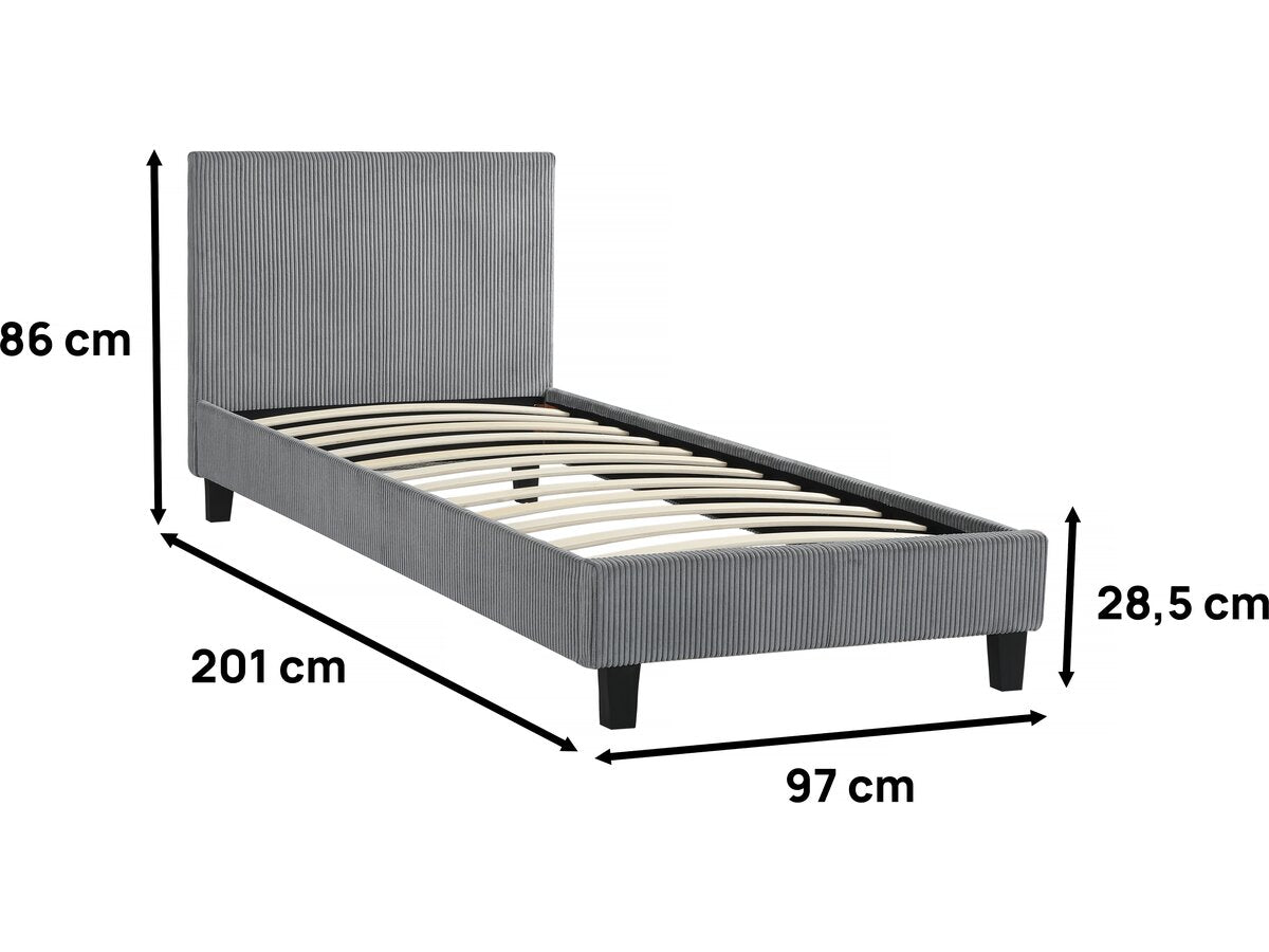 Letto a coste "Ambre" - 90 x 190 - Grigio