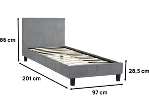 Letto a coste "Ambre" - 90 x 190 - Grigio