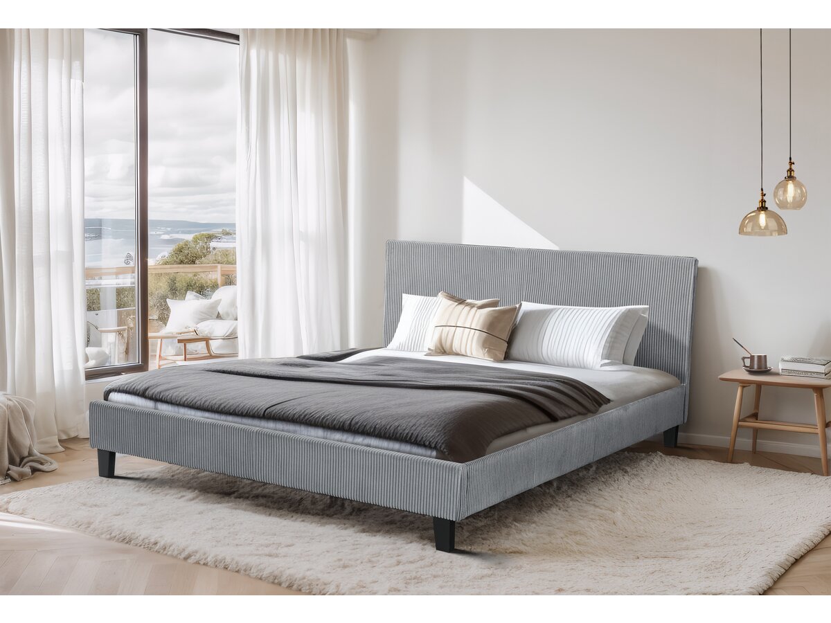 Letto in velluto a coste "Ambre" - 160 x 200 - Grigio