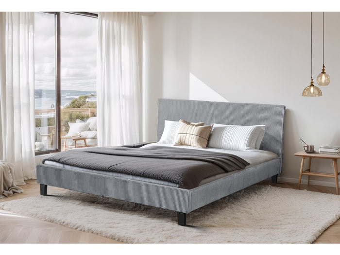Letto in velluto a coste "Ambre" - 160 x 200 - Grigio