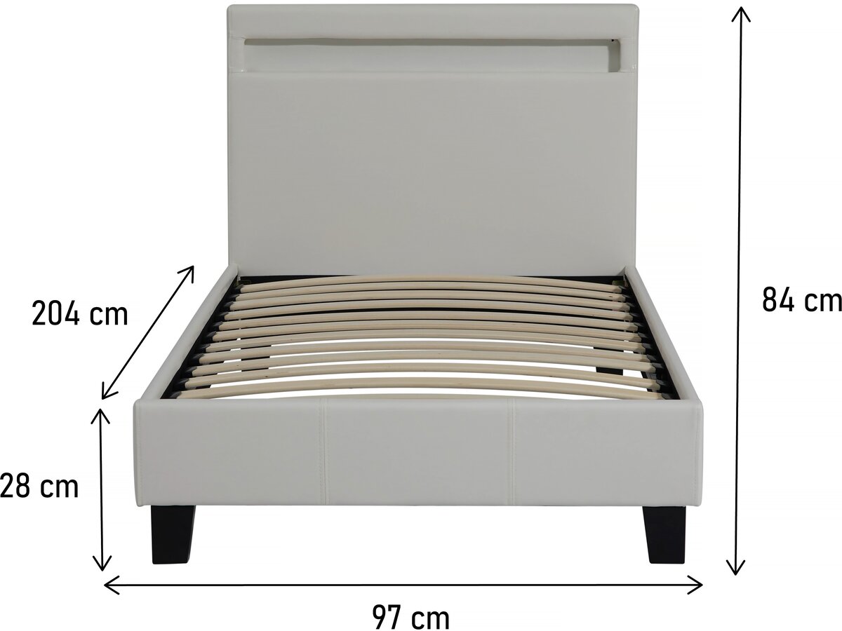 Letto con LED "Maria" 90 x 190 cm - Bianco