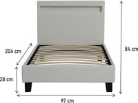 Letto con LED "Maria" 90 x 190 cm - Bianco