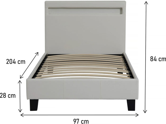 Letto con LED "Maria" 90 x 190 cm - Bianco