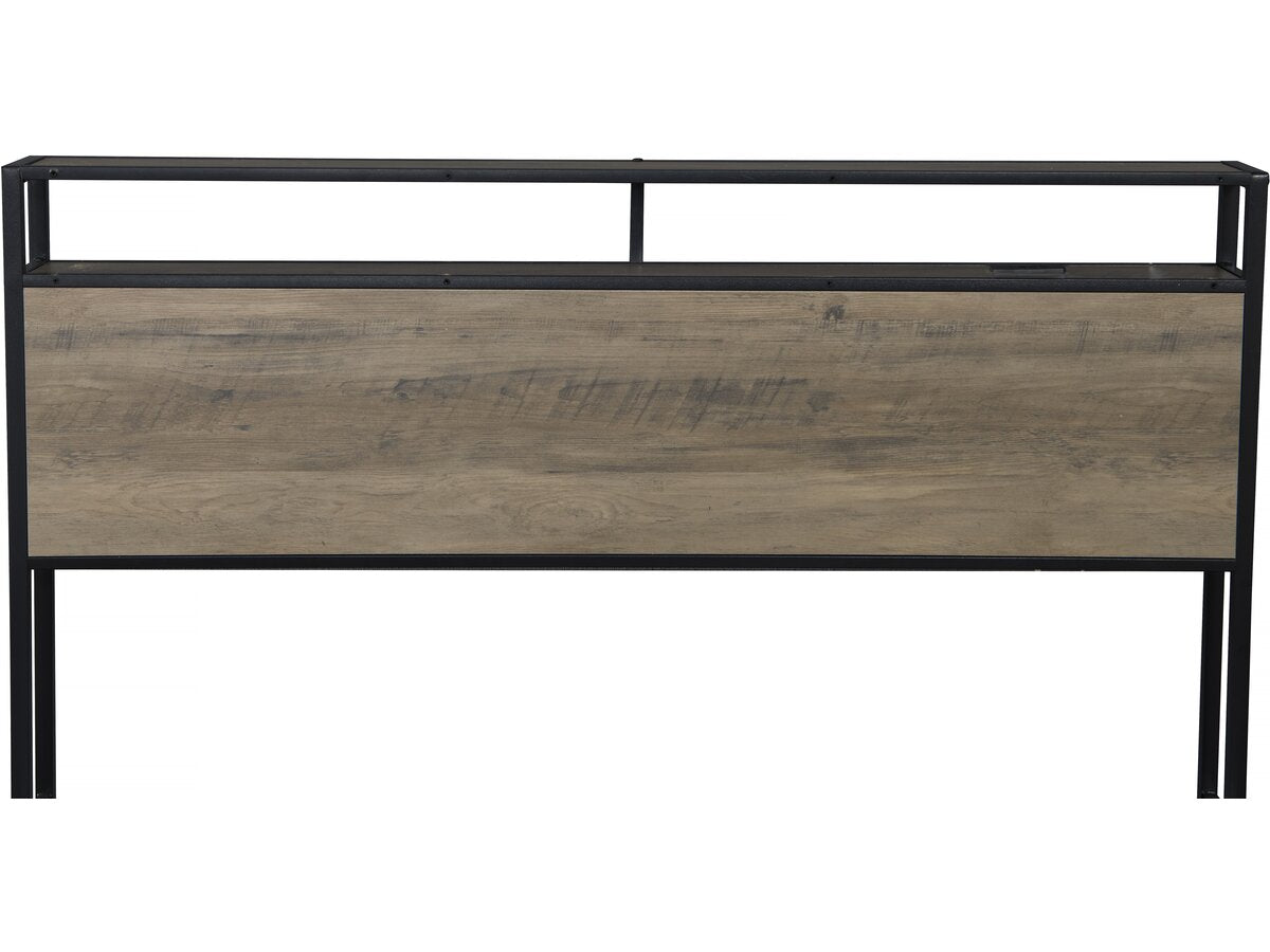 Letto matrimoniale in metallo a LED con presa e cassetti "Léa" - 140 x 190 cm - Marrone