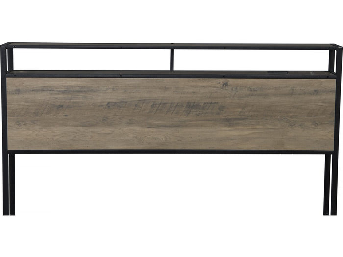 Letto matrimoniale in metallo a LED con presa e cassetti "Léa" - 140 x 190 cm - Marrone