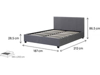 Letto doppio con contenitore "Carla" - 180 x 200 grigio