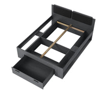 Letto matrimoniale 160x200 con cassetti integrati - Collezione FLOYD. Colore grigio effetto legno.