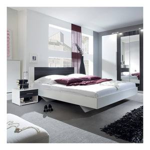 Letto adulto 180x200 collezione IRINA. Comodini integrati. Colori bianco e grigio antracite.