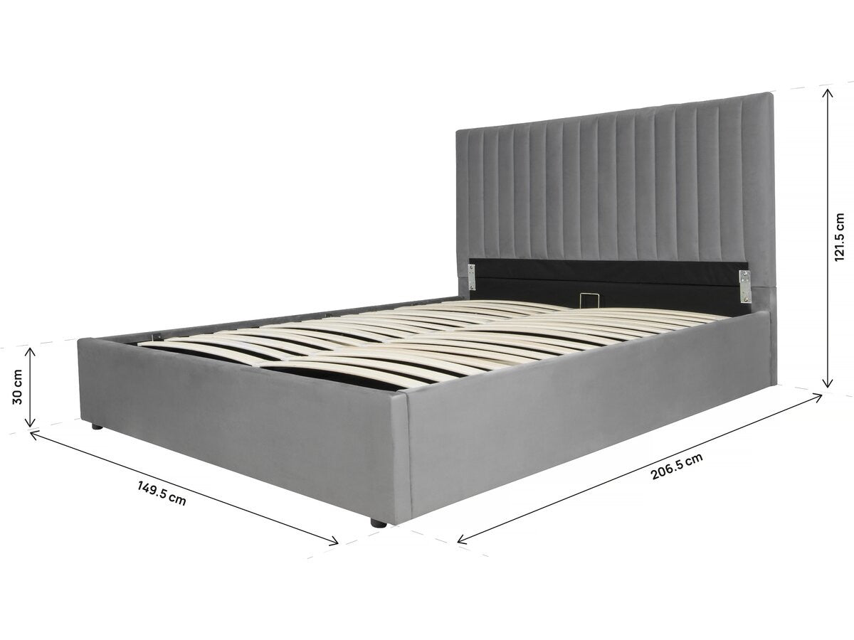 Letto "Mia" con cassettone - 140 x 190 cm - Grigio