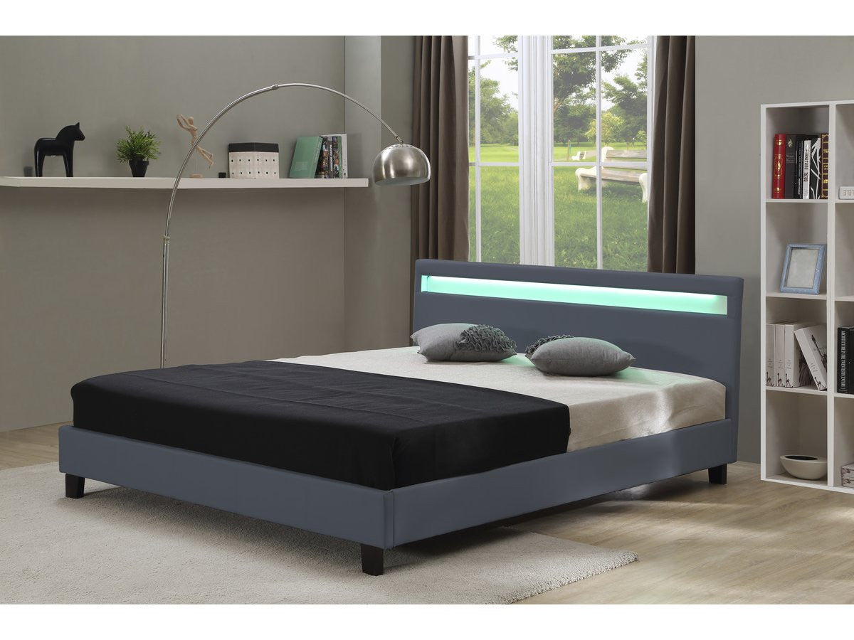 Letto con led "Maria" - 140 x 190 cm - Grigio