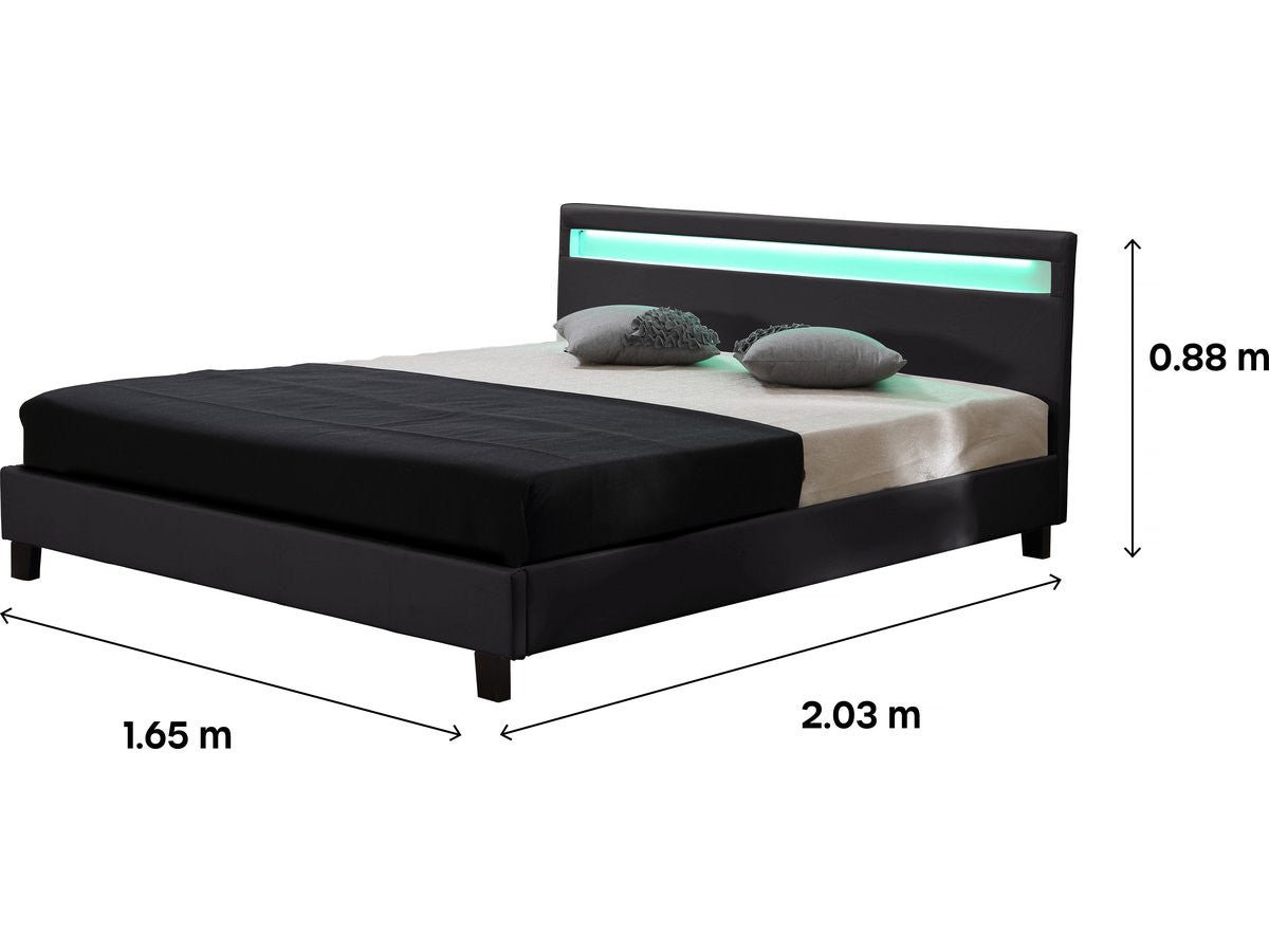 Letto con led "Maria" - 140 x 190 cm - Nero