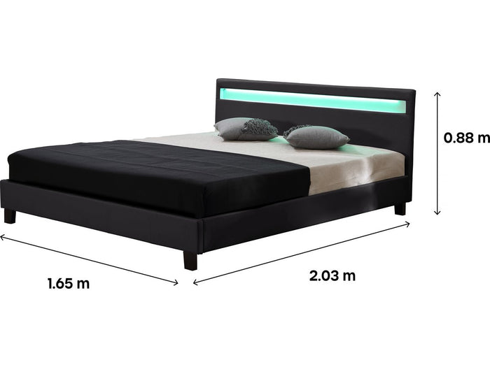 Letto con led "Maria" - 140 x 190 cm - Nero