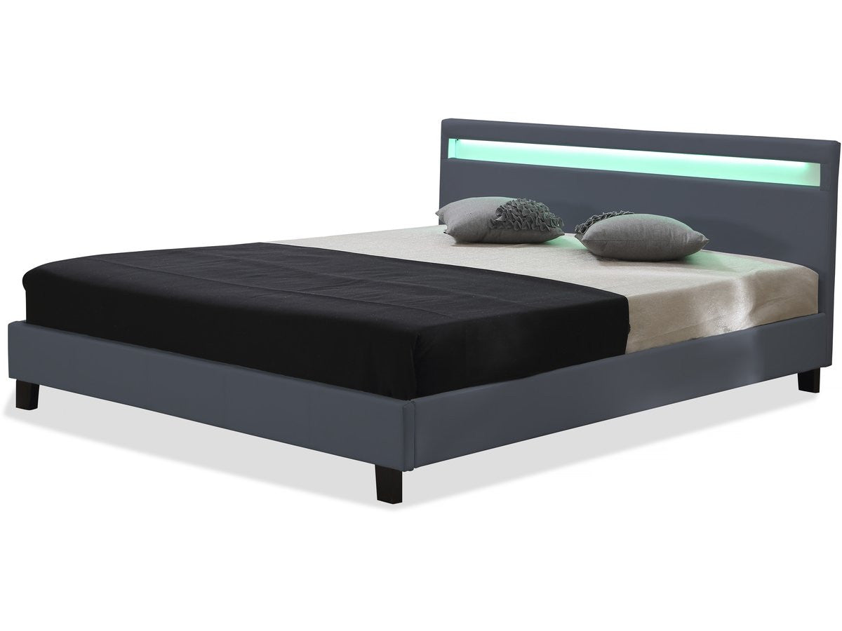 Letto con led "Maria" - 140 x 190 cm - Grigio