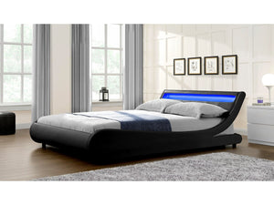 Letto con luce LED "Natacha" - 160 x 200 cm - Nero