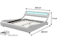 Letto con luce LED "Natacha" - 160 x 200 cm - Bianco
