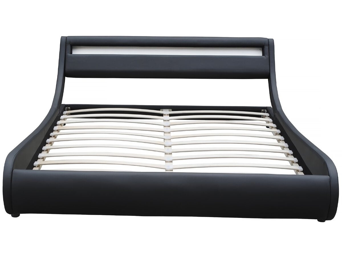 Letto con luce LED "Natacha" - 160 x 200 cm - Nero