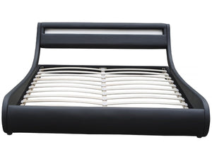 Letto con luce LED "Natacha" - 160 x 200 cm - Nero