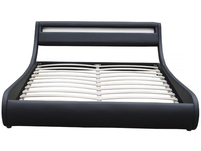 Letto con luce LED "Natacha" - 160 x 200 cm - Nero