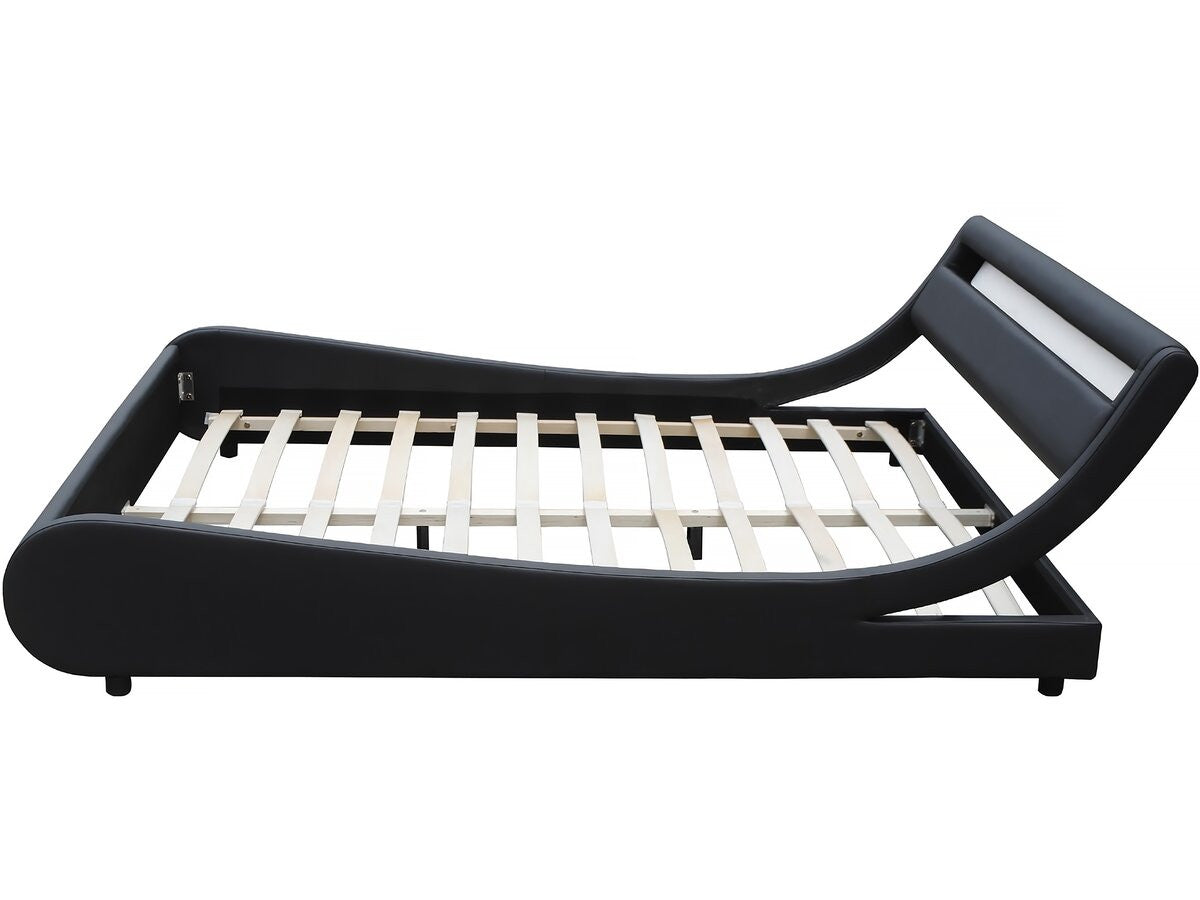 Letto con luce LED "Natacha" - 160 x 200 cm - Nero