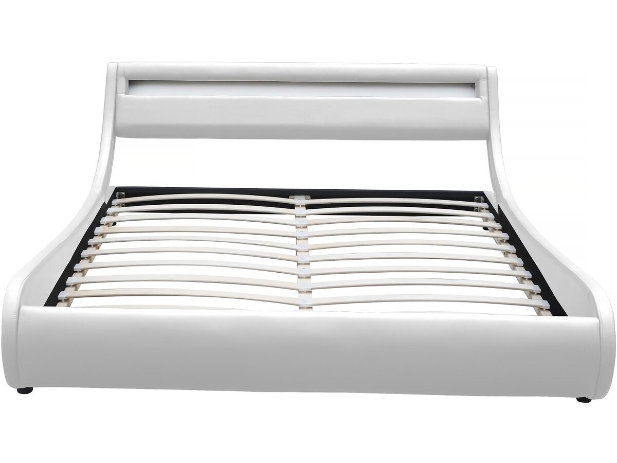 Letto con luce LED "Natacha" - 140 x 190 cm - Bianco