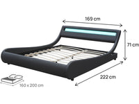 Letto con luce LED "Natacha" - 160 x 200 cm - Nero
