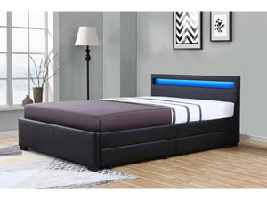 Letto con LED "NICO" - 160 × 200 cm - Nero