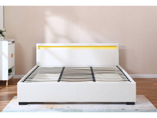 Letto matrimoniale a LED "Nico" - 180 x 200 cm - Bianco