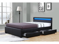 Letto con LED "Nico" - 140 × 190 cm - Nero