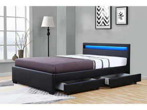 Letto con LED "Nico" - 140 × 190 cm - Nero