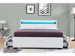 Letto con LED "NICO" - 160 × 200 cm - Bianco