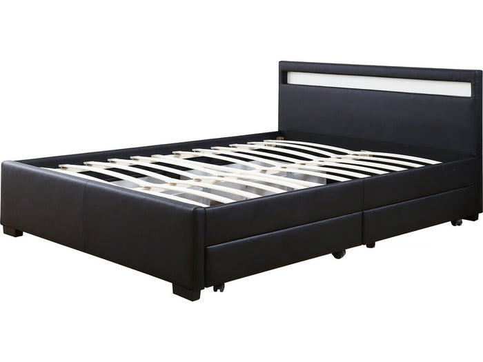 Letto con LED "Nico" - 140 × 190 cm - Nero