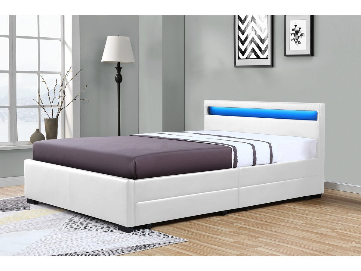 Letto con LED "Nico" - 140 × 190 cm - Bianco
