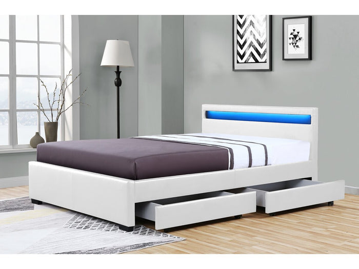 Letto con LED "Nico" - 140 × 190 cm - Bianco