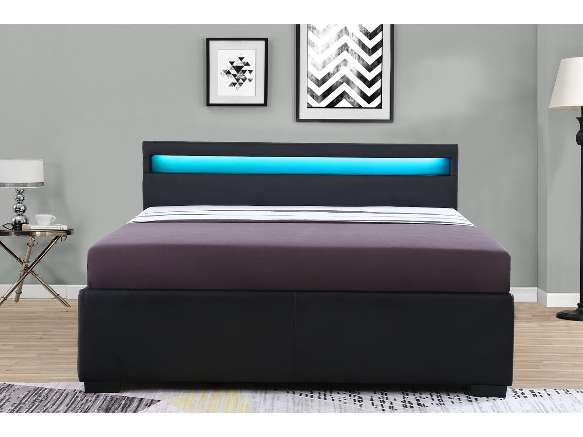 Letto con LED "NICO" - 160 × 200 cm - Nero